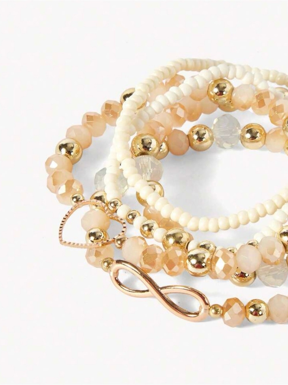 Elegant Ivory & Gold Beaded Bracelet Stack - Picture 5 of 7